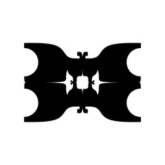 Abstract symmetrical black vector design with mirrored organic shapes on white background, ideal for decoration, logo concepts, and modern graphic art.