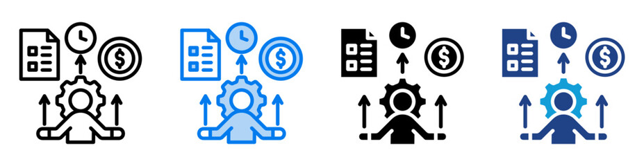 Project management icon set multiple style collection