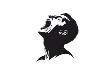 Yawning Manvector illustration isoleted on white background in silhouette .