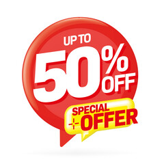 Up to 50% percent off special offer sale sticker Vector