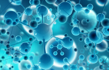 Atom molecules abstract scientific background. 3d illustration