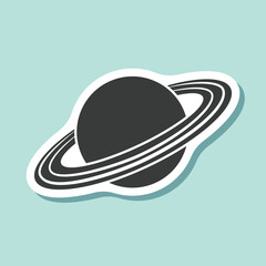 Saturn planet sticker icon in flat style. Outer space vector illustration on isolated background. Astronomy cosmos sign business concept.