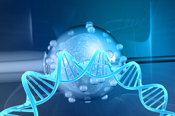 In vitro fertilisation concept with dna strand. fertility treatment. 3d illustration