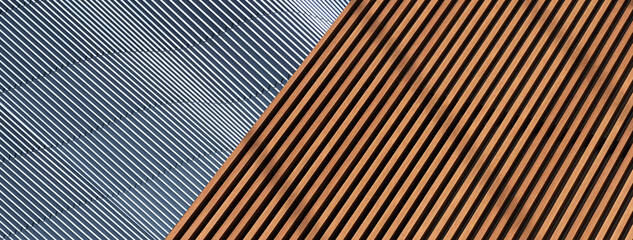 metal curve and line of brown natural wood background
