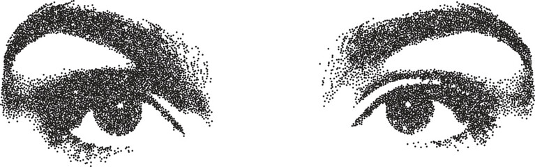 Eye retro y2k stipple design vision halftone brutalist urban vector png with clear background, iris 2000s photocopy grunge tattoo gen z effect