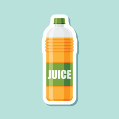 Orange juice paper sticker icon in flat style. Fruit drink vector illustration on isolated background. Fresh juice sign business concept.