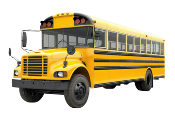 yellow school bus isolated on white or transparent png
