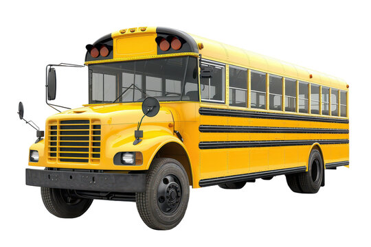 yellow school bus isolated on white or transparent png