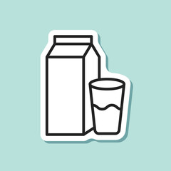 Milk bottle sticker icon in flat style. Dairy product vector illustration on isolated background. Milky liquid sign business concept.