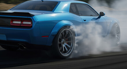Fototapeta premium Car drifting with motion and smoke
