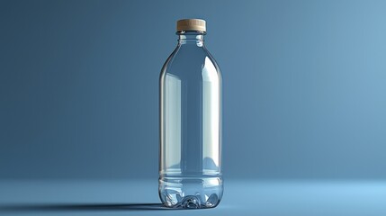 Clear plastic bottle against light blue background