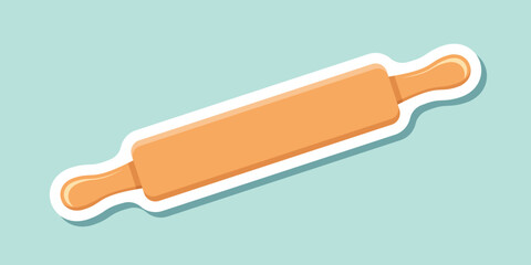 Rolling pin sticker icon in flat style. Cooking equipment vector illustration on isolated background. Cookware sign business concept.
