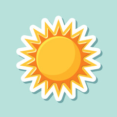 Sun sticker icon in flat style. Sunrise vector illustration on isolated background. Sunset sign business concept.