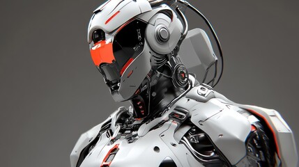 Fototapeta premium Futuristic robot head and torso