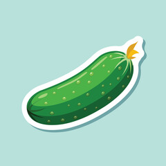 Cucumber vegetable sticker icon in flat style. Gherkin plant vector illustration on isolated background. Healthy food sign business concept.