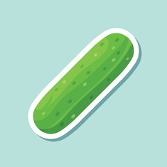 Cucumber vegetable sticker icon in flat style. Gherkin plant vector illustration on isolated background. Healthy food sign business concept.