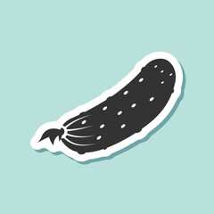Cucumber vegetable sticker icon in flat style. Gherkin plant vector illustration on isolated background. Healthy food sign business concept.