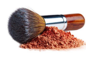 Close-up blush makeup techniques for home cosmetic photography. Isolated on transparent background, png.