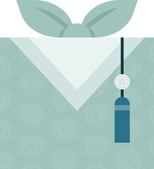 A traditional Korean bojagi gift wrap illustration with mint and teal, used for Chuseok or Seollal celebrations. Ideal for holiday cards, festive packaging, and cultural decoration projects.