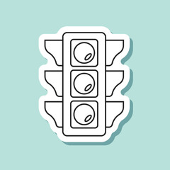 Traffic light sticker icon in flat style. Stoplight vector illustration on isolated background. Semaphore sign business concept.