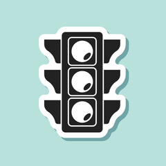 Traffic light sticker icon in flat style. Stoplight vector illustration on isolated background. Semaphore sign business concept.