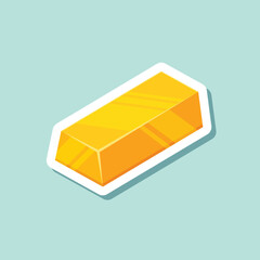 Gold bar stack sticker icon in flat style. Golden ingot vector illustration on isolated background. Financial treasure sign business concept.