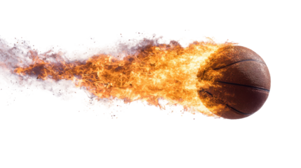 Explosive basketball shot court action image dynamic environment. Isolated on transparent background, png.
