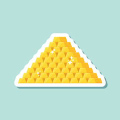 Gold bar stack sticker icon in flat style. Golden ingot vector illustration on isolated background. Financial treasure sign business concept.