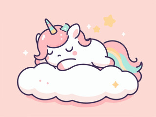 cartoon of cute little unicorn