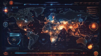 Futuristic world map interface