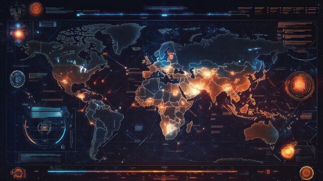 Futuristic world map interface