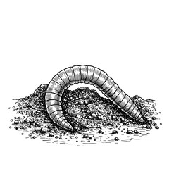 Worm in soil illustration showcasing texture and details  