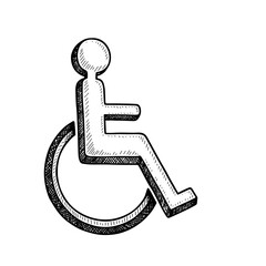 Accessible door symbol for disabled person in wheelchair  