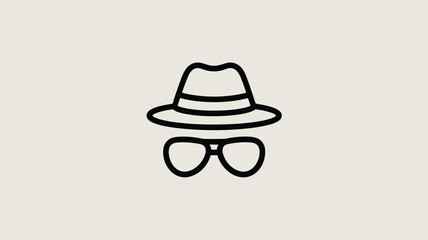 Incognito Mode Icon Hat and Sunglasses Symbolizing Privacy and Anonymity