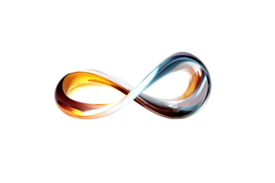 Dynamic infinity sculpture display art gallery modern design indoor. Isolated on transparent background, png.