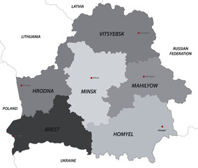 "Colored Administrative Map of Belarus in Vector Format"