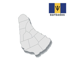 "Grey Outline Map of Barbados for Travel and Geographic Design"