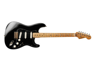 Electric guitar performance in studio musical instrument showcase. Isolated on transparent background, png.