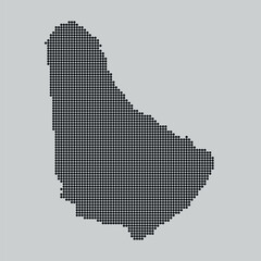 "Black and White Halftone Map of Barbados for Creative Design"
