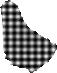 "Halftone Dotted Map of Barbados in Vector Outline Style"