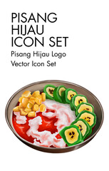 Pisang hijau Logo vector Icon set