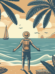 vacation poster in retro style