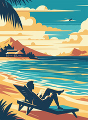 vacation poster in retro style