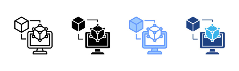 Digital Twin icon set multiple style collection