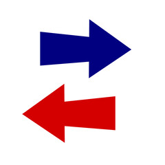 Vector illustration of ready-to-use arrows. Blue and red arrows point to the right and left. Vector illustration.