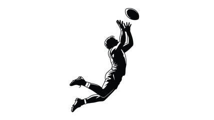 American football player catching ball silhouette in mid air action © JJMS
