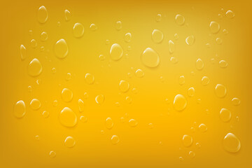 Bright yellow background with realistic drops of liquid