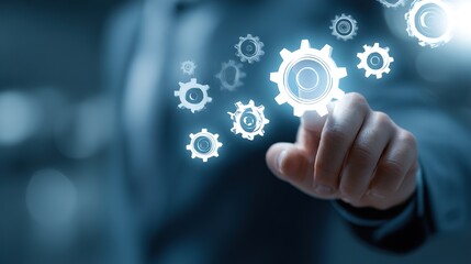 Business Innovation and Automation Technology Concept with Virtual Gears