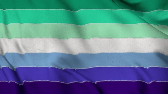 The Gay Men's Pride Flag background, Realistic MLM (Men Loving Men) Pride Flag waving in the wind, LGBTQ gay male community symbol Perfect Loop 4K video.