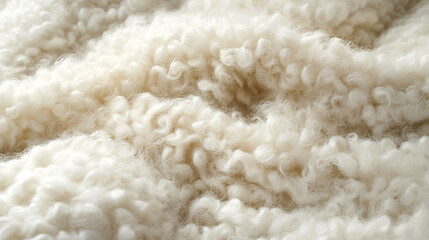 Close-up of Angora goat kid wool on a living animal, silky curly hair with a soft sheen